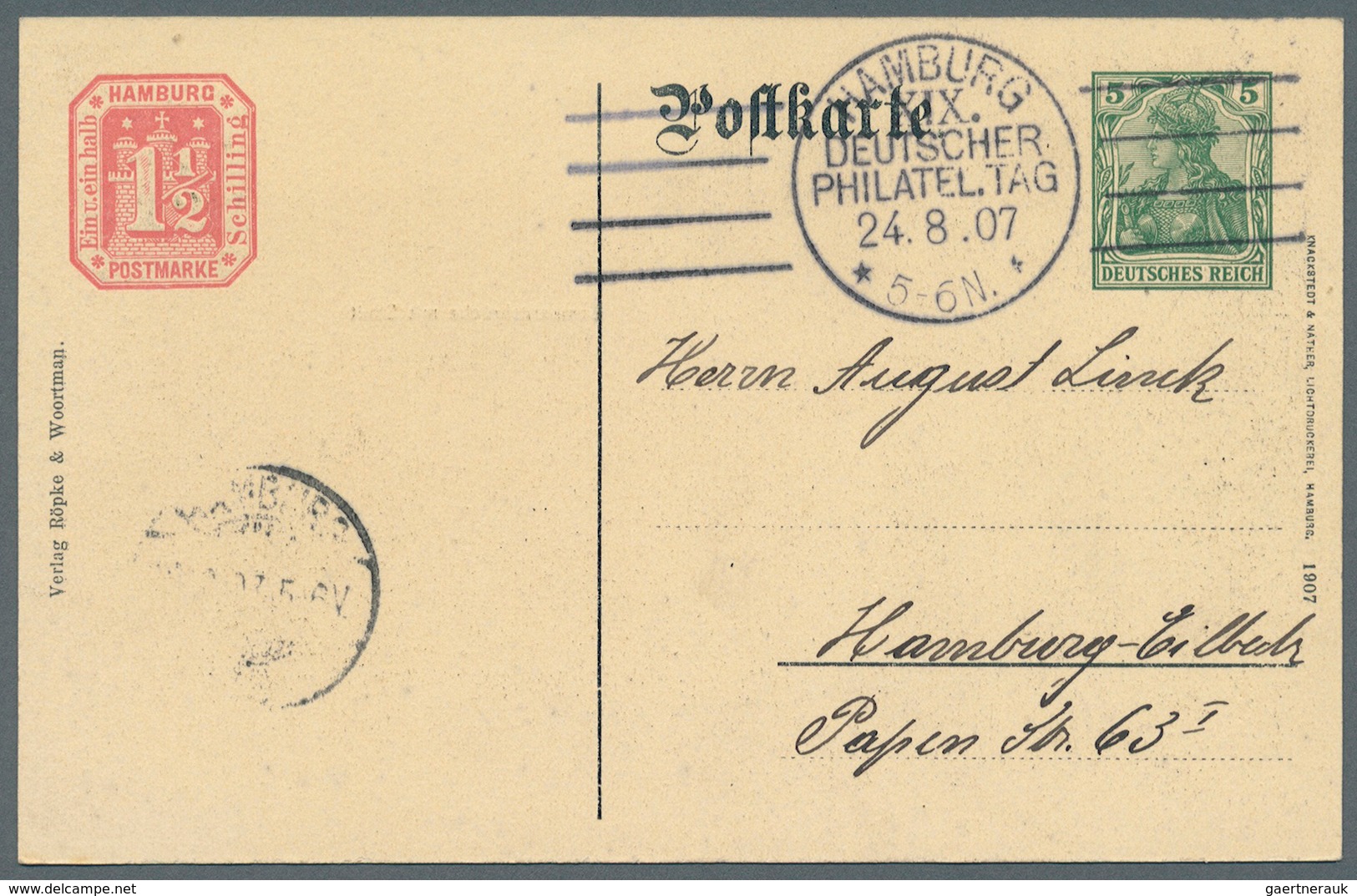 31793 Deutsches Reich - Privatganzsachen: 1907, Lot von 23 Privat-Postkarten 5 Pf Germania "19. Dt. Philat