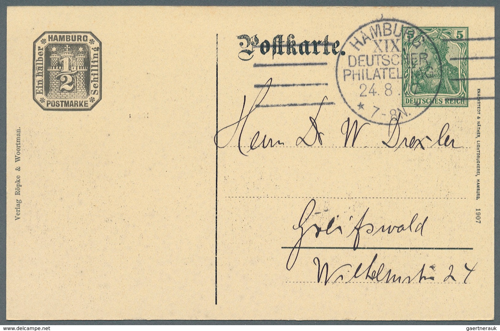 31793 Deutsches Reich - Privatganzsachen: 1907, Lot von 23 Privat-Postkarten 5 Pf Germania "19. Dt. Philat