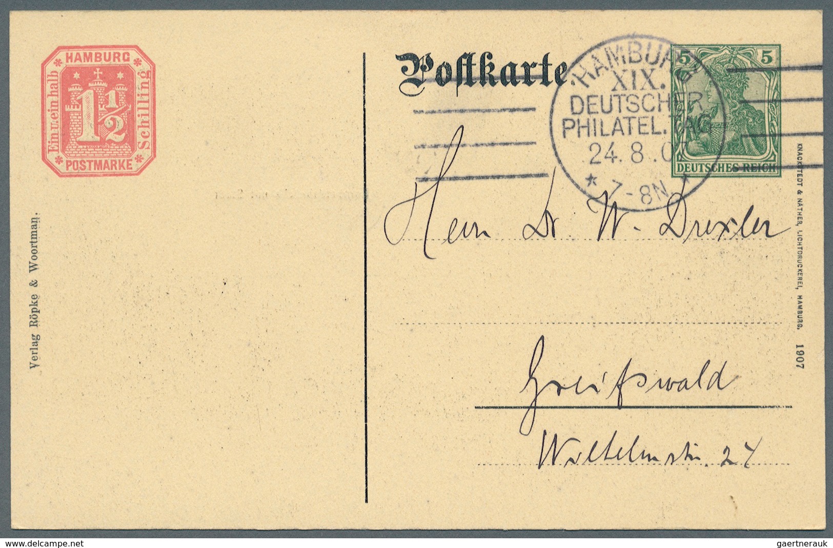 31793 Deutsches Reich - Privatganzsachen: 1907, Lot von 23 Privat-Postkarten 5 Pf Germania "19. Dt. Philat