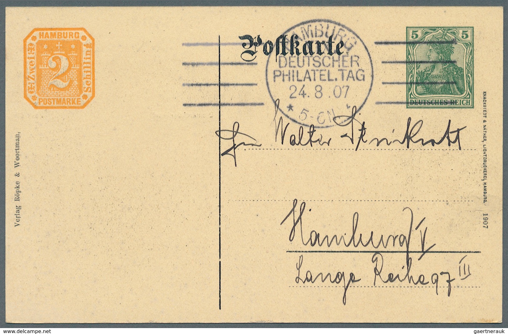 31793 Deutsches Reich - Privatganzsachen: 1907, Lot von 23 Privat-Postkarten 5 Pf Germania "19. Dt. Philat