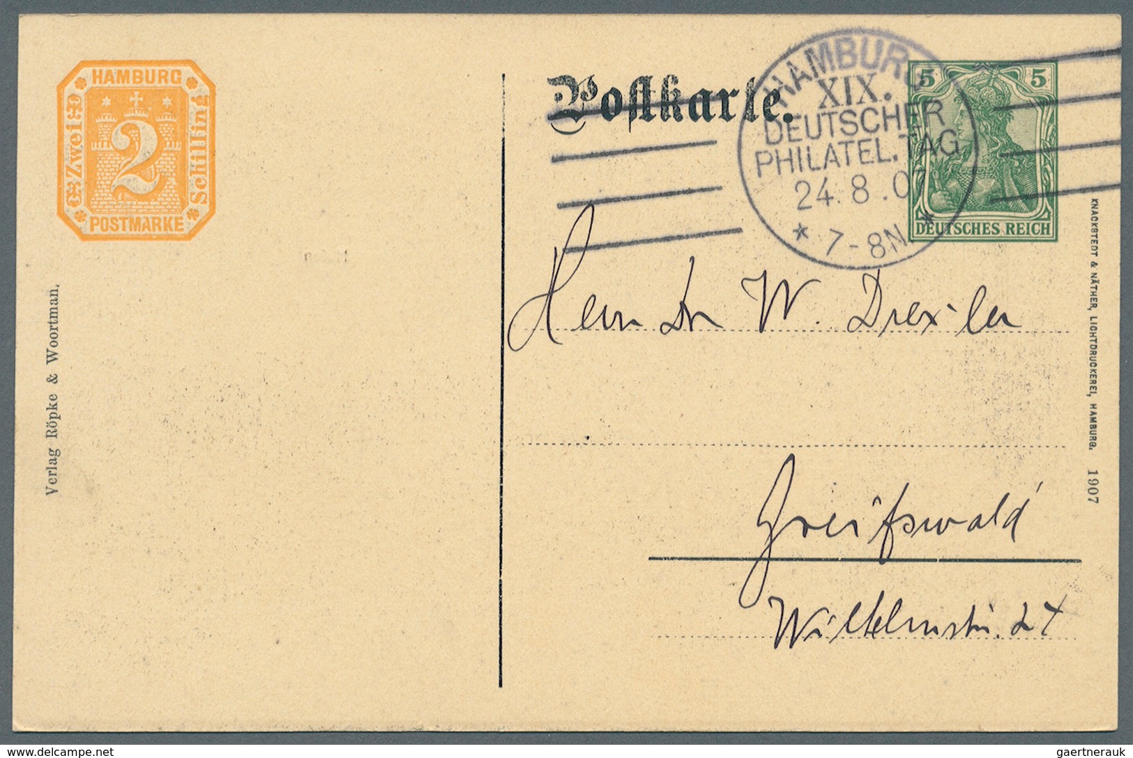 31793 Deutsches Reich - Privatganzsachen: 1907, Lot von 23 Privat-Postkarten 5 Pf Germania "19. Dt. Philat