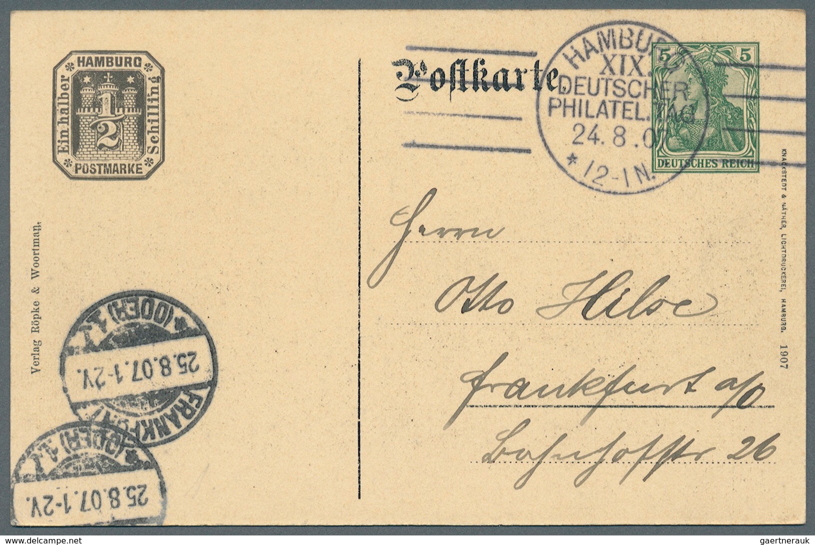 31793 Deutsches Reich - Privatganzsachen: 1907, Lot von 23 Privat-Postkarten 5 Pf Germania "19. Dt. Philat