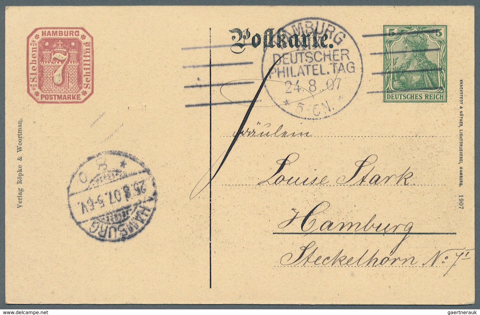 31793 Deutsches Reich - Privatganzsachen: 1907, Lot von 23 Privat-Postkarten 5 Pf Germania "19. Dt. Philat