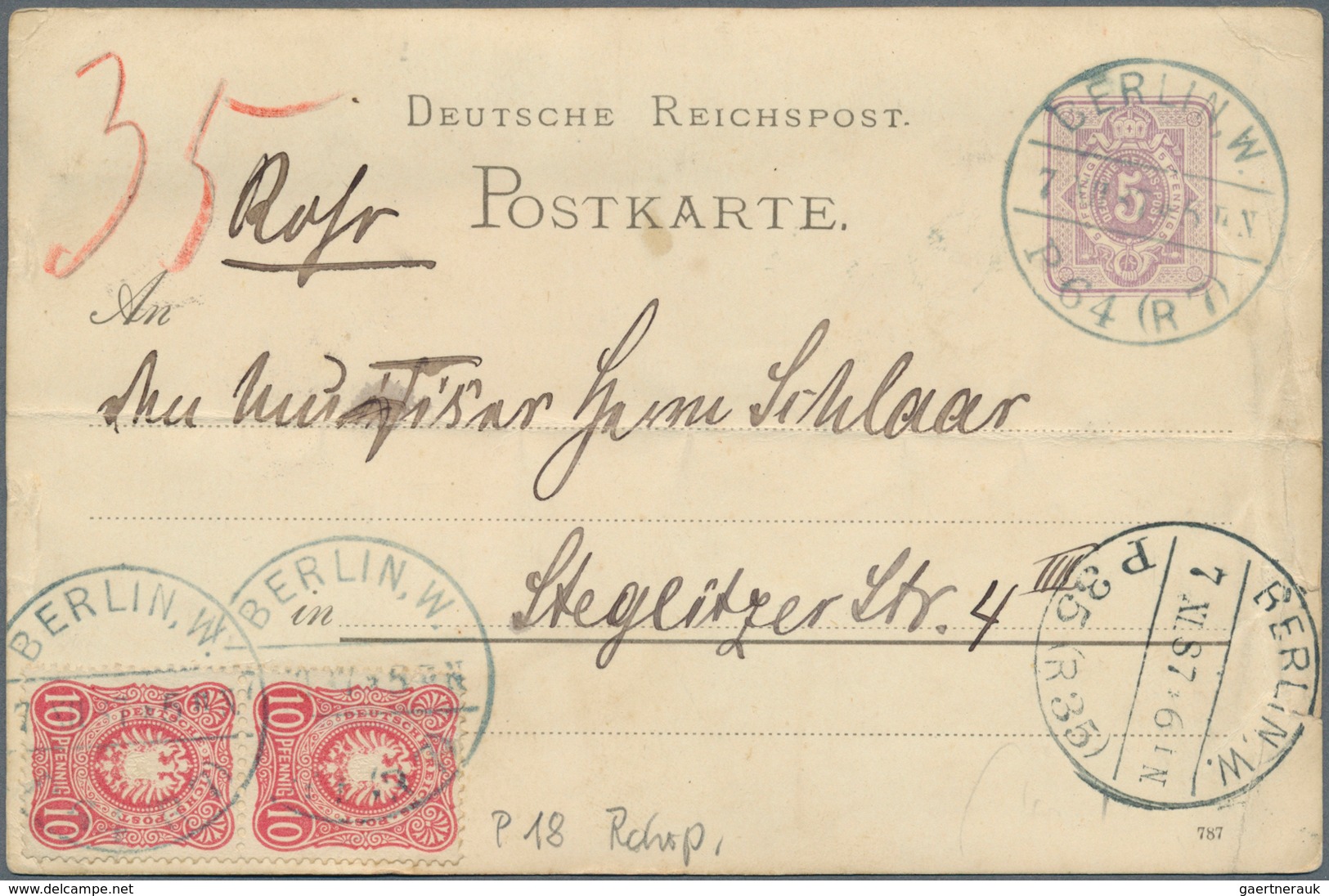 31805 Deutsches Reich - Besonderheiten: 1887/1961, ROHRPOST-BERLIN: 9 Belege Mit Ganzsachenkarte P18 Mit Z - Andere & Zonder Classificatie