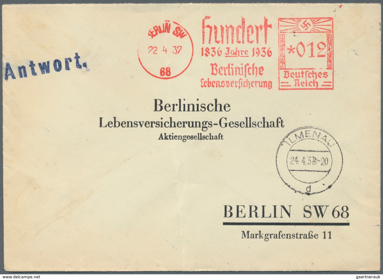 31809 Deutsches Reich - Besonderheiten: 1933/1945, Belege Und Dokumente Abseits Der Reinen Markenfrankatur - Andere & Zonder Classificatie