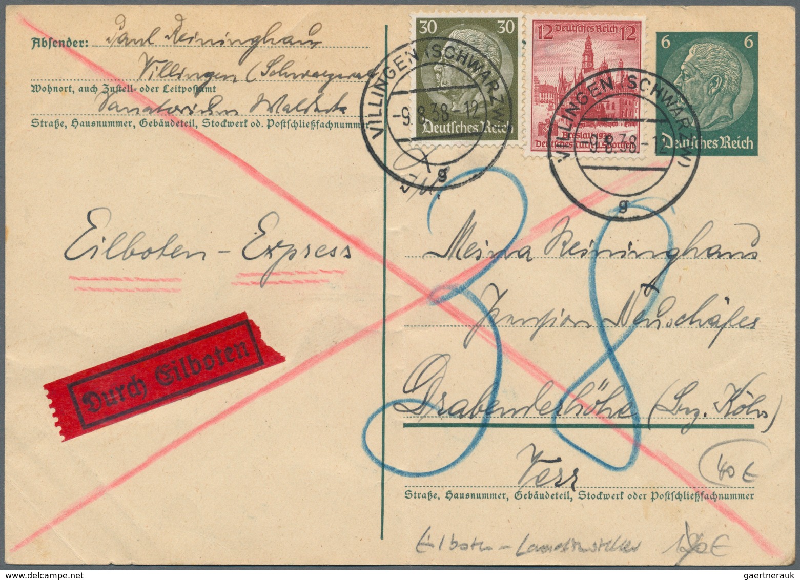 31810 Deutsches Reich - Besonderheiten: 1933/45, Kleines Lot Mit 43 Postgeschichtlich Interessanten Belege - Andere & Zonder Classificatie