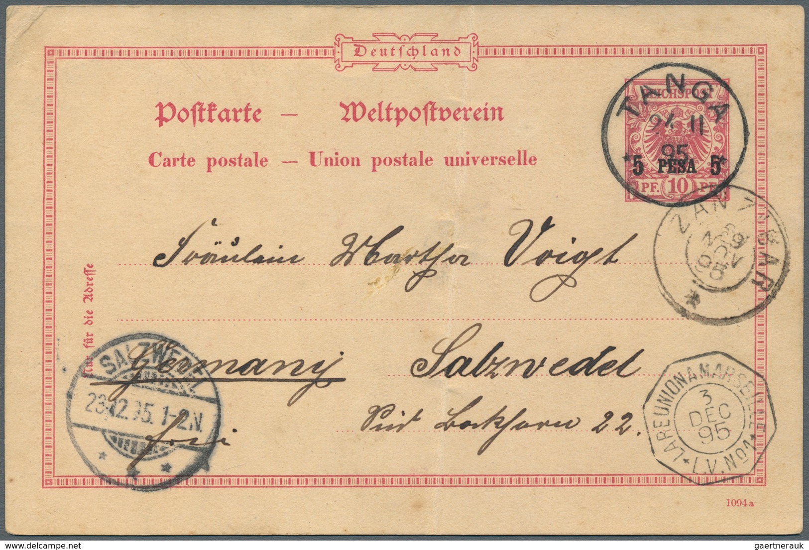 31821 Deutsche Auslandspostämter + Kolonien: 1895/1919, Vielseitiges Lot Von 20 Briefen, Karten Und Ganzsa - Andere & Zonder Classificatie