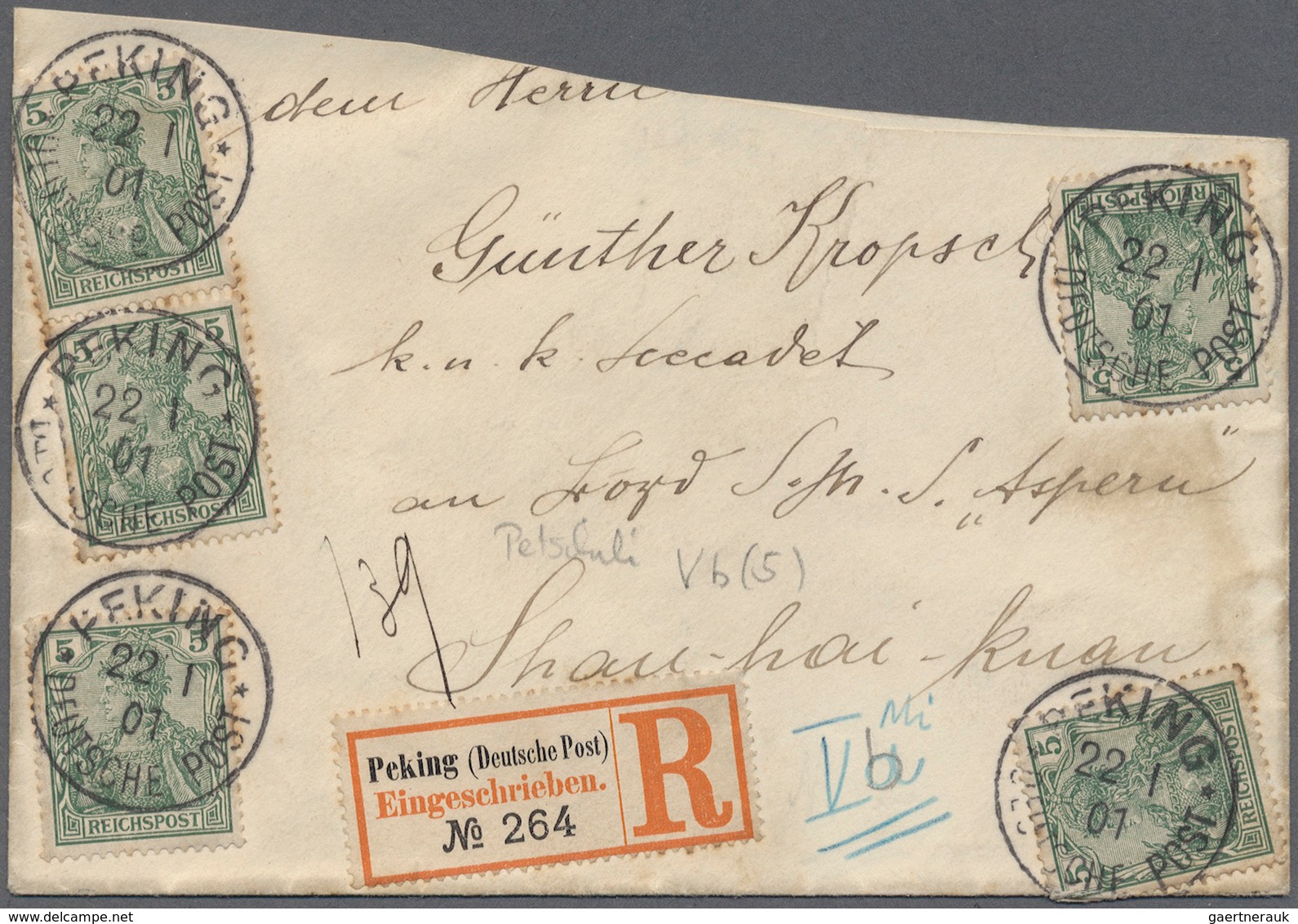 31827 Deutsche Auslandspostämter: 1900 - 1915 (ca.), Posten Von 27 Belegen Und Einigen Briefstücken Ab Vor - Sonstige & Ohne Zuordnung