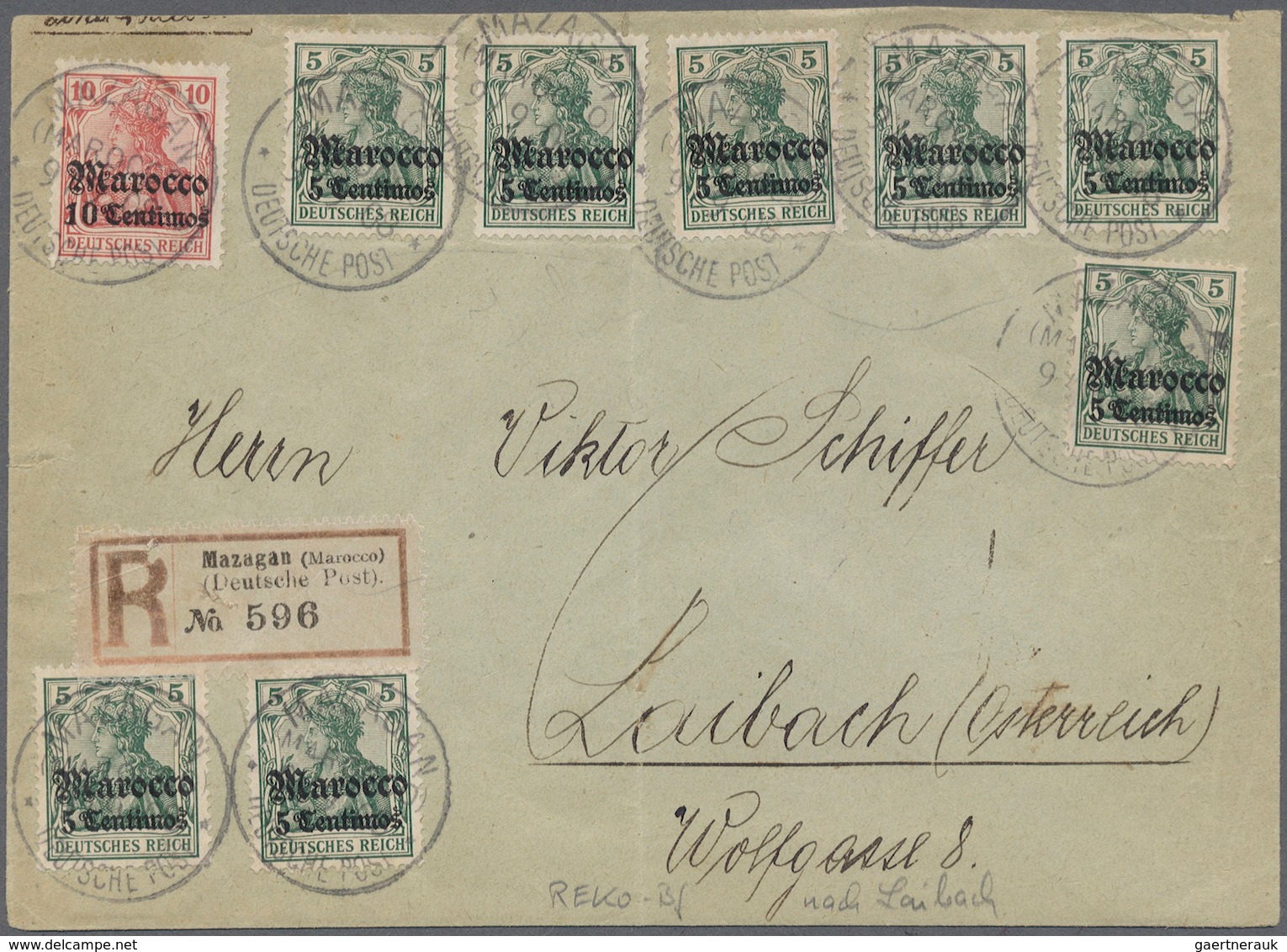 31827 Deutsche Auslandspostämter: 1900 - 1915 (ca.), Posten von 27 Belegen und einigen Briefstücken ab Vor