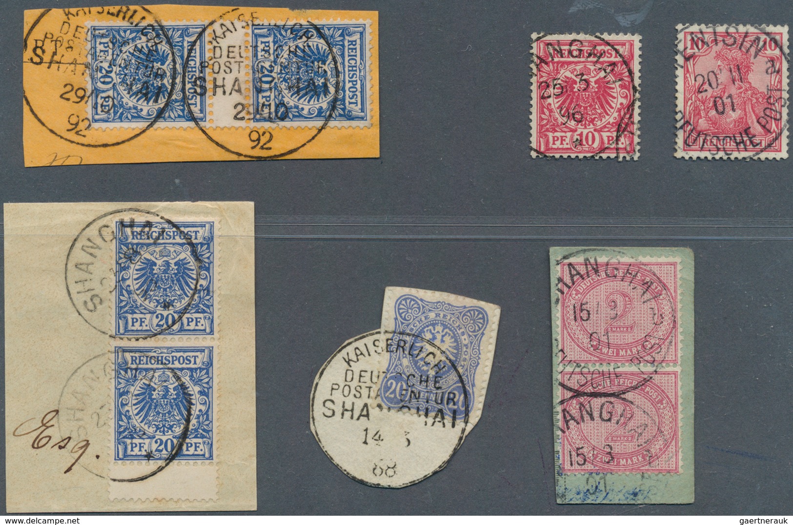 31829 Deutsche Post In China - Vorläufer: 1888/1901, Vorläufer Lot Mit 8 Marken, Nr. V 42 B, V 47 B, Doppe - China (kantoren)