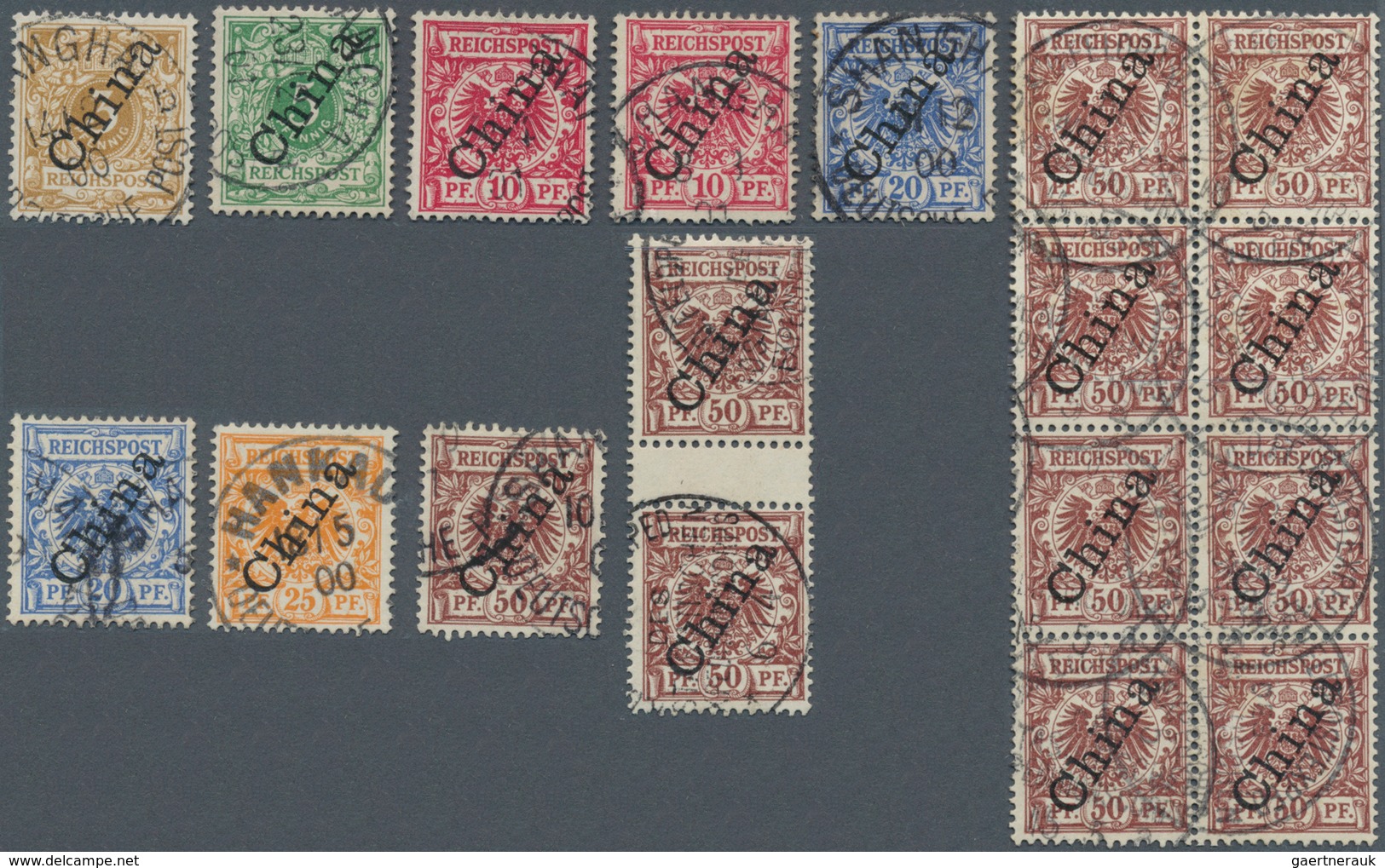 31831 Deutsche Post In China: 1898/1901, 3 Pfg. - 50 Pfg. Krone/Adler Mit Steilem (56°) Aufdruck "China" A - Deutsche Post In China