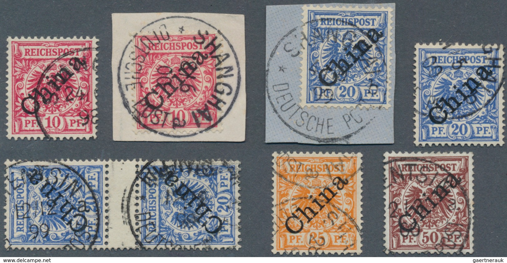 31832 Deutsche Post In China: 1898/1901, 5 Pfg. - 50 Pfg. Krone/Adler Mit Diagonalem (45°) Aufdruck "China - China (kantoren)