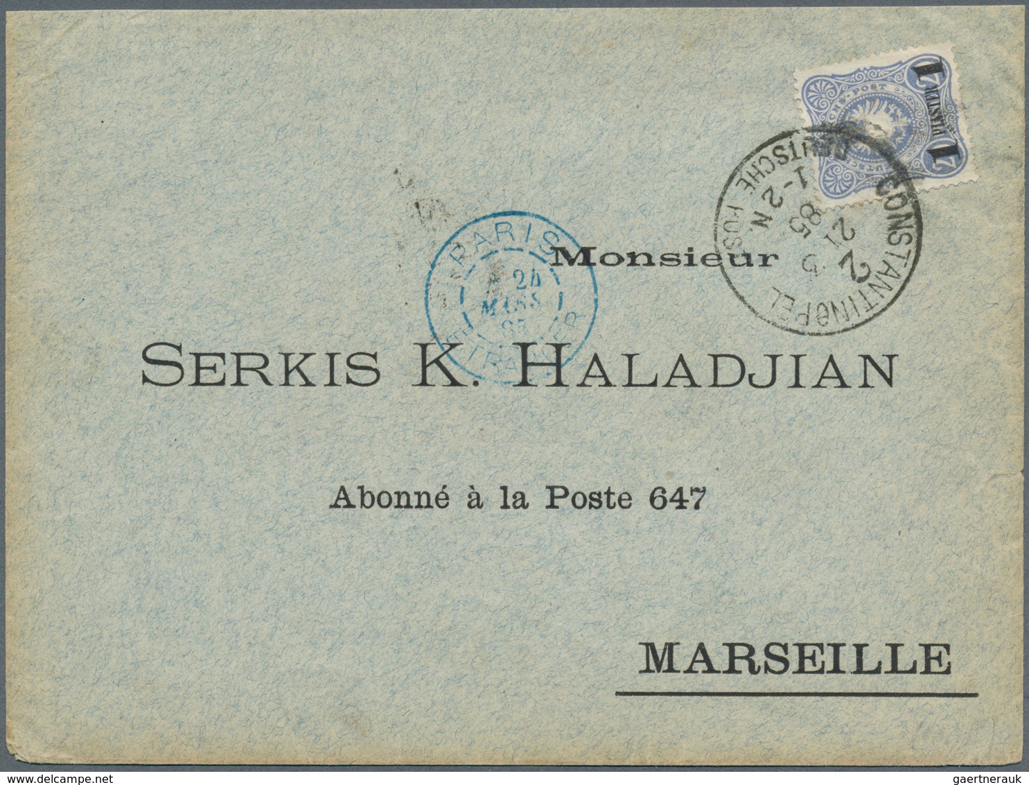 31843 Deutsche Post In Der Türkei: 1884, Lot Mit 3 Briefen, Dabei Nr. 1 B Auf Drucksachenbrief Mit Deutlic - Turkse Rijk (kantoren)
