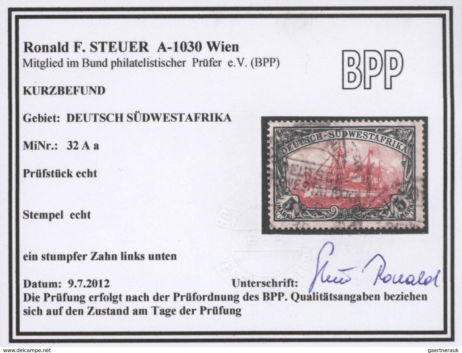 31849 Deutsche Kolonien: Ab 1893. Lot Mit DEUTSCH-SWA: 2x 5 Mark Schiffstype (Mi.-Nr 32 Aa), Beide Gest. ( - Autres & Non Classés