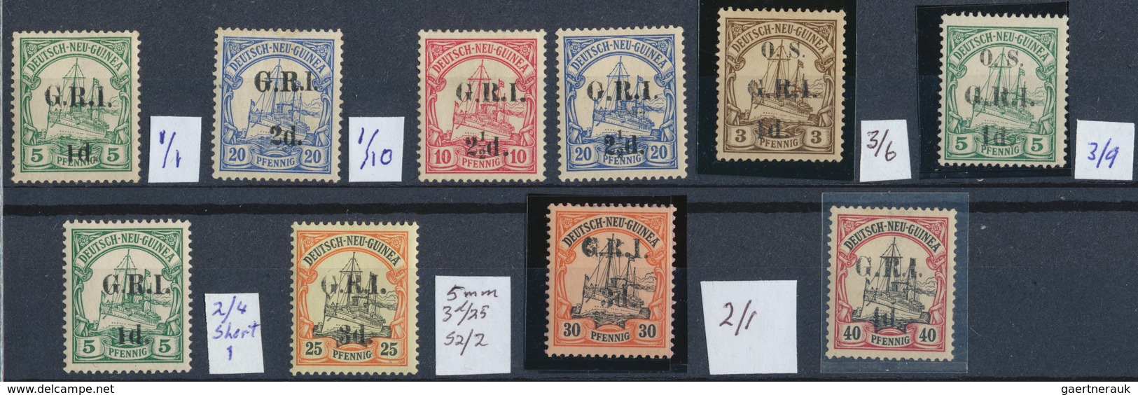31854 Deutsch-Neuguinea - Britische Besetzung: 1914, Mint Lot Of Ten Stamps Incl. Varieties, Inventory Enc - Duits-Nieuw-Guinea