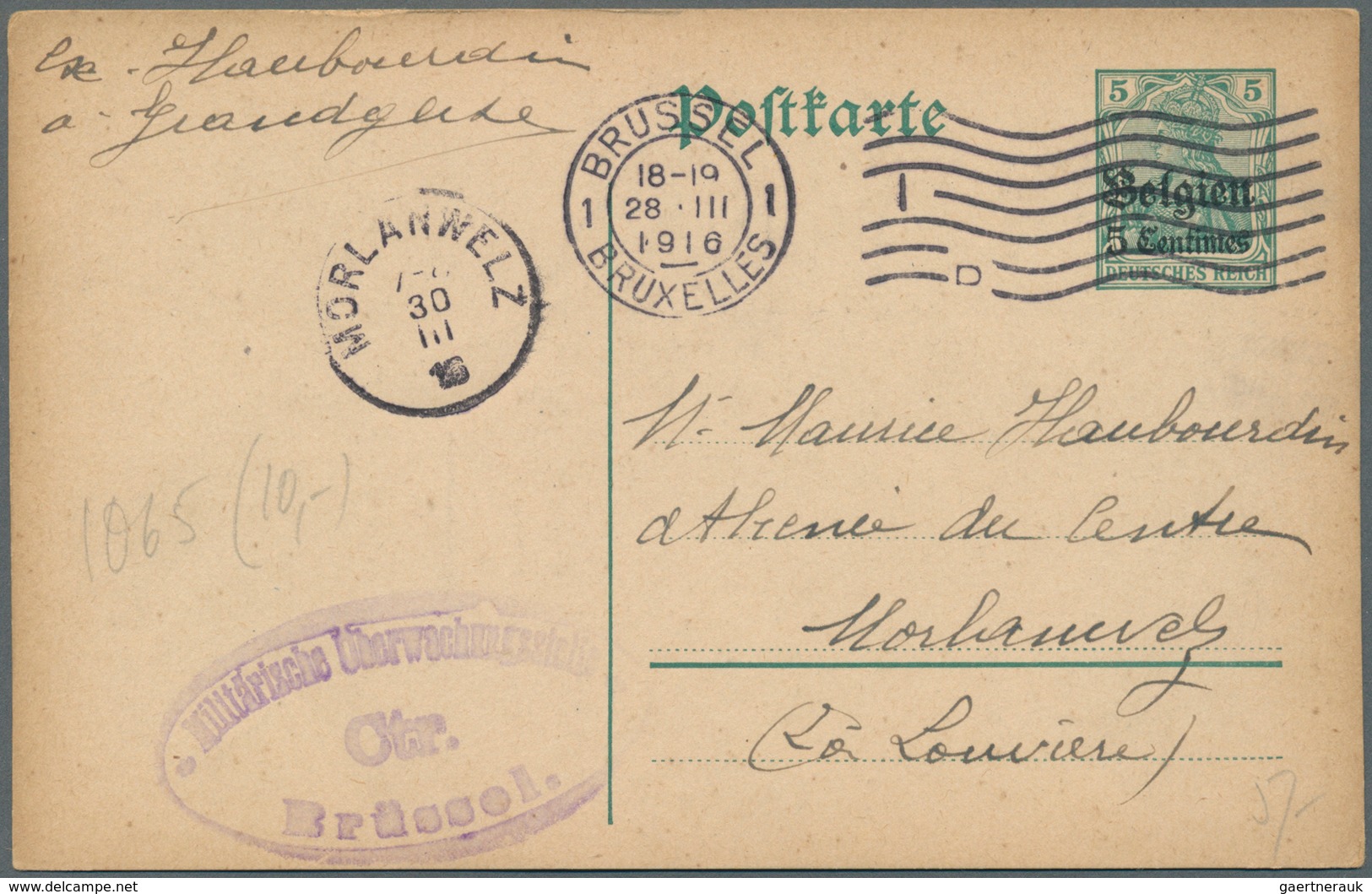 31875 Deutsche Besetzung I. WK: Landespost In Belgien: 1915/1918, Partie Von Ca. 94 Briefen Und Gebrauchte - Besetzungen 1914-18