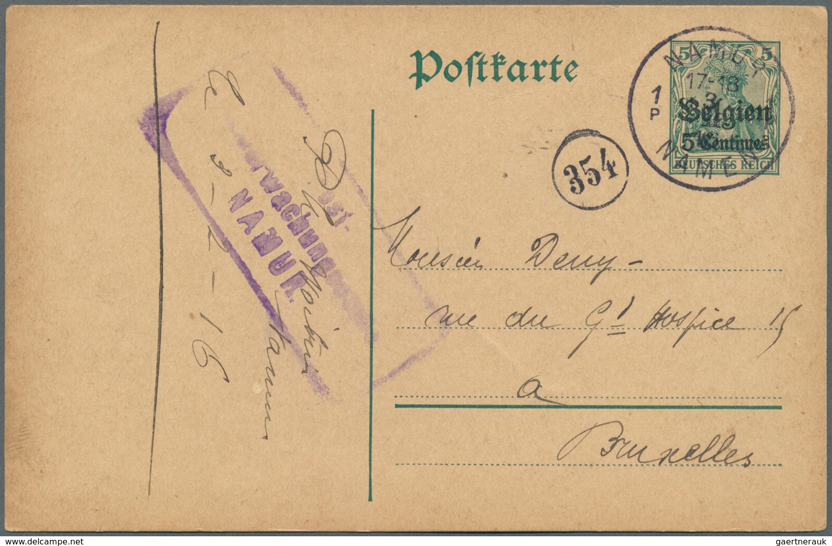 31875 Deutsche Besetzung I. WK: Landespost In Belgien: 1915/1918, Partie Von Ca. 94 Briefen Und Gebrauchte - Bezetting 1914-18