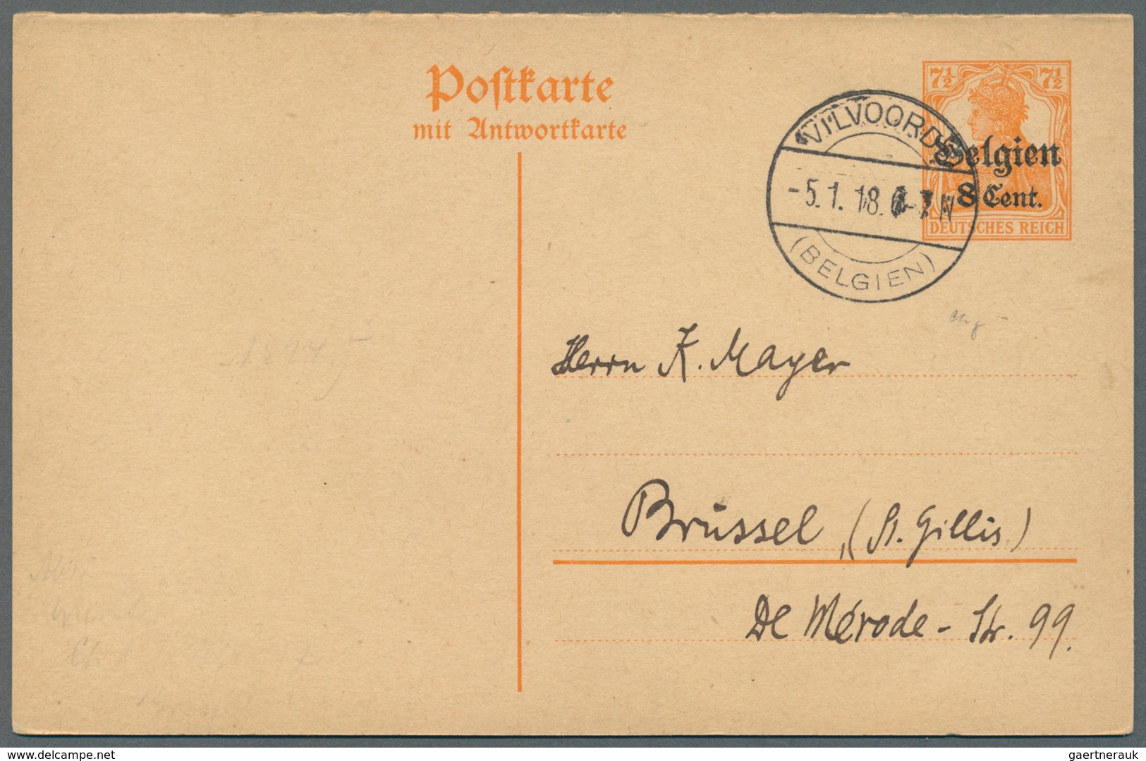 31875 Deutsche Besetzung I. WK: Landespost In Belgien: 1915/1918, Partie Von Ca. 94 Briefen Und Gebrauchte - Besetzungen 1914-18