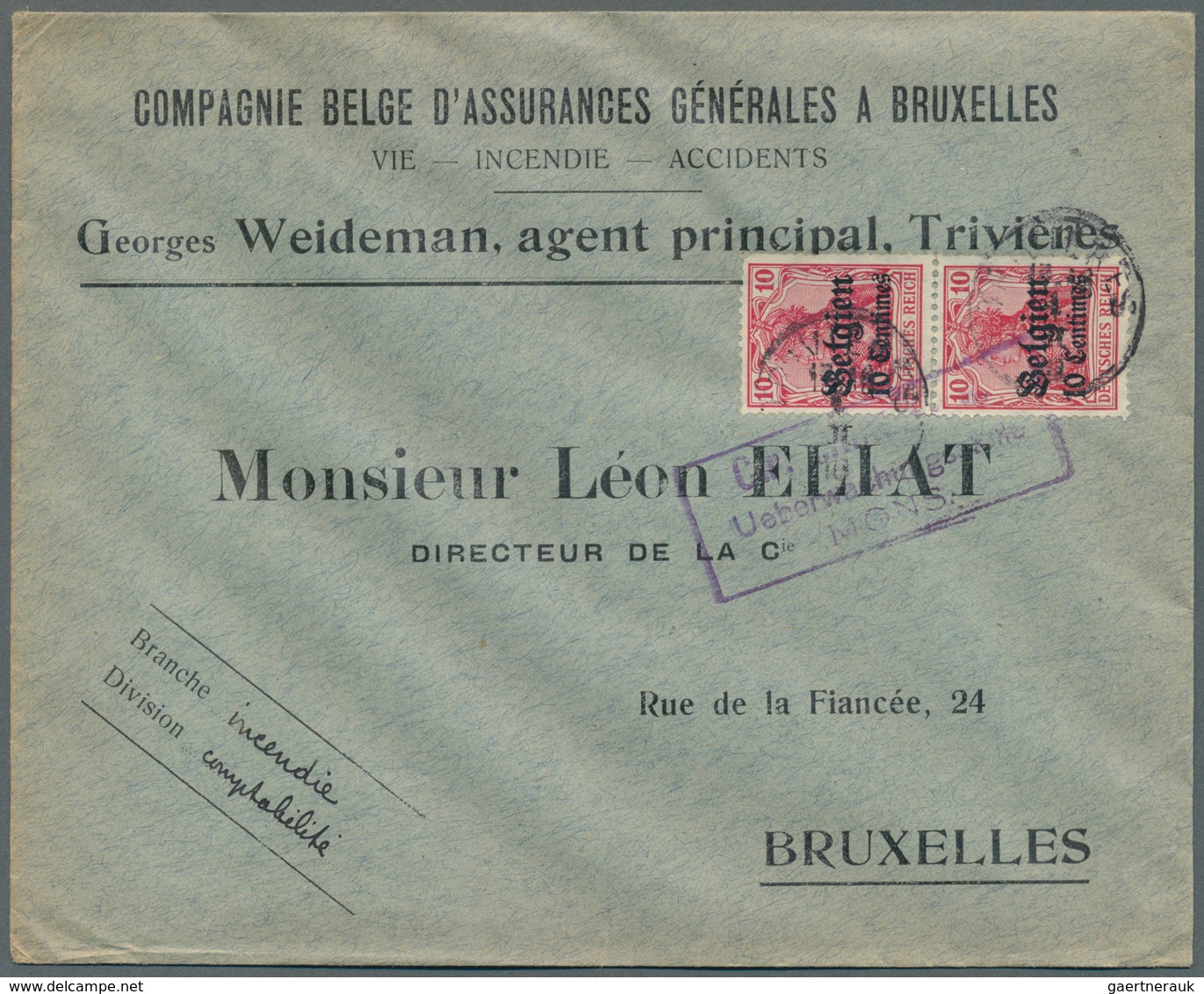 31875 Deutsche Besetzung I. WK: Landespost in Belgien: 1915/1918, Partie von ca. 94 Briefen und gebrauchte