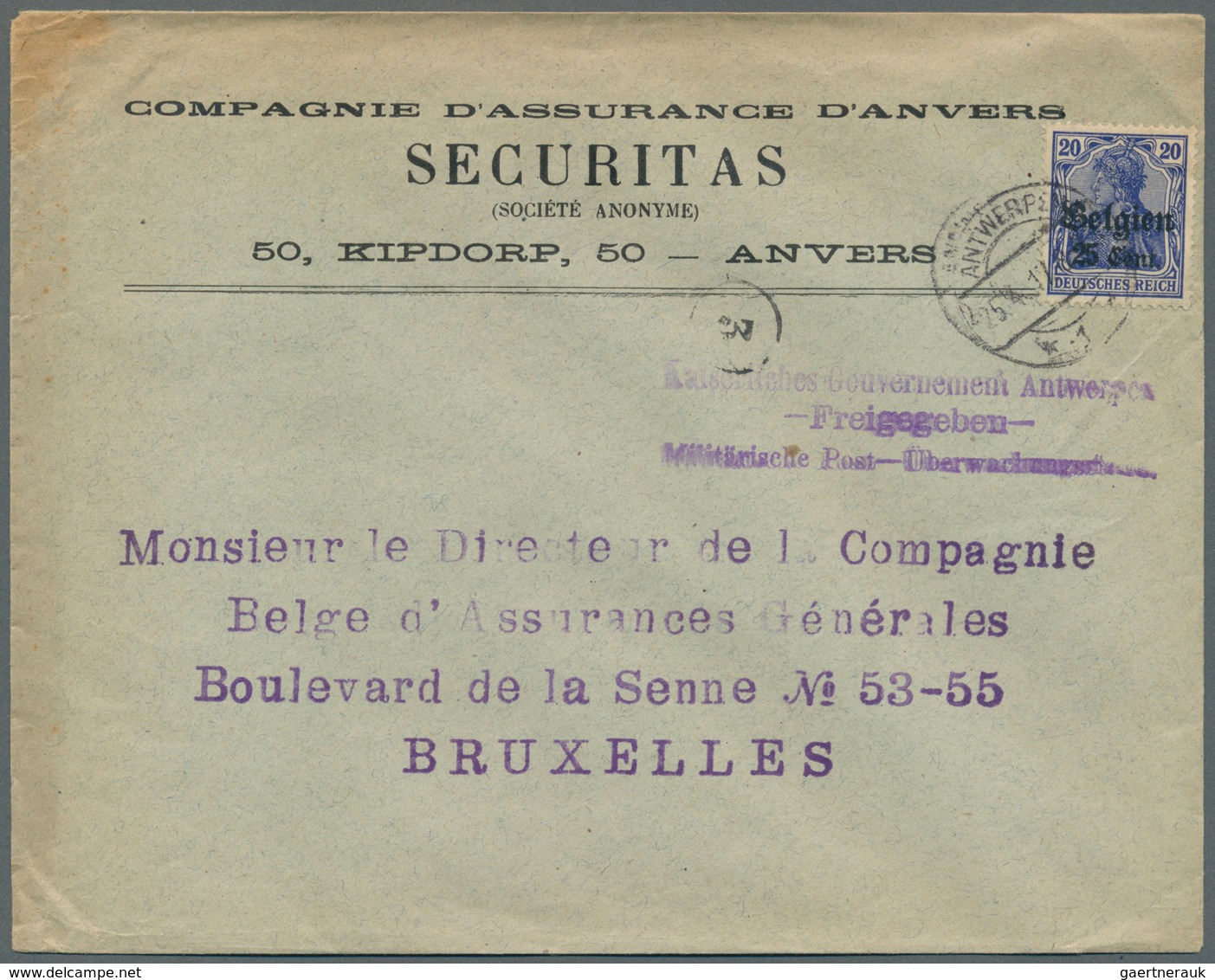 31875 Deutsche Besetzung I. WK: Landespost in Belgien: 1915/1918, Partie von ca. 94 Briefen und gebrauchte