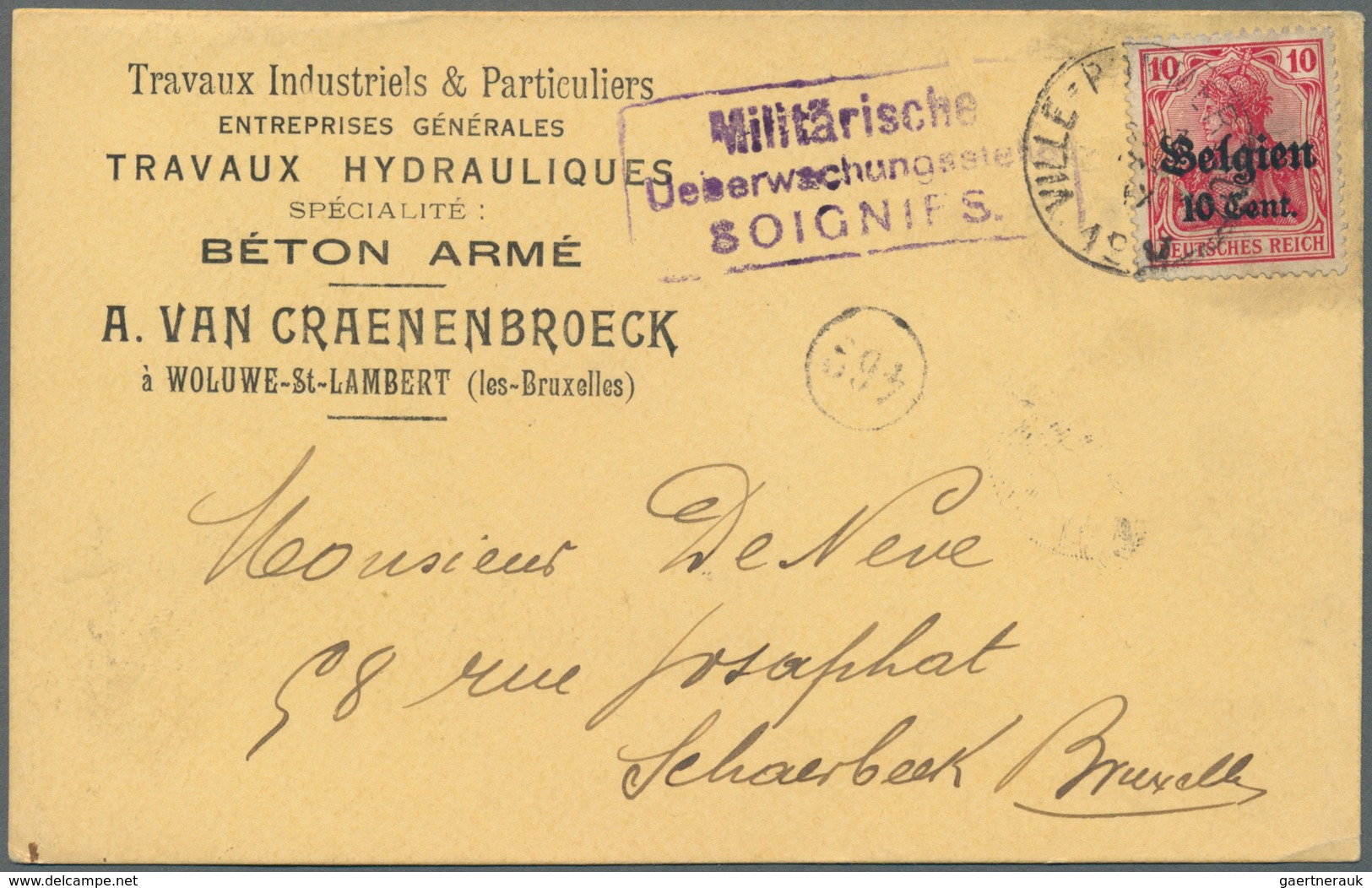 31875 Deutsche Besetzung I. WK: Landespost in Belgien: 1915/1918, Partie von ca. 94 Briefen und gebrauchte