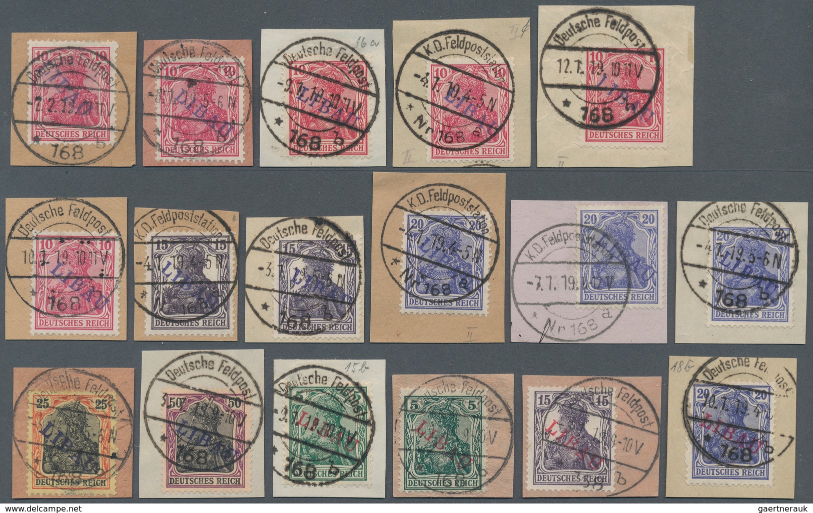 31880 Deutsche Besetzung I. WK: Postgebiet Ober. Ost - Libau: 1919, Kleine Partie Von 17 Briefstücken Von - Bezetting 1914-18