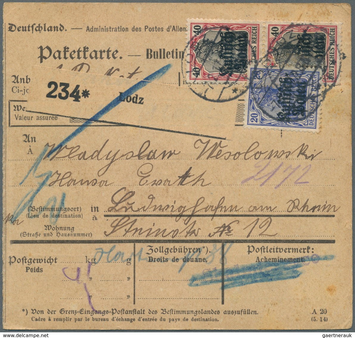 31881 Deutsche Besetzung I. WK: Deutsche Post In Polen: 1914/1918, Lot Von Sieben Briefen Und Karten, Dabe - Bezetting 1914-18