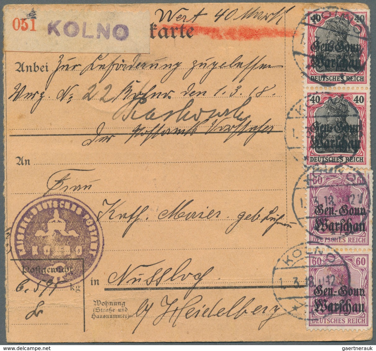 31881 Deutsche Besetzung I. WK: Deutsche Post In Polen: 1914/1918, Lot Von Sieben Briefen Und Karten, Dabe - Bezetting 1914-18