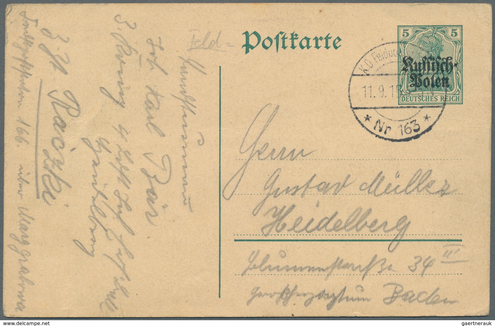 31881 Deutsche Besetzung I. WK: Deutsche Post In Polen: 1914/1918, Lot Von Sieben Briefen Und Karten, Dabe - Bezetting 1914-18