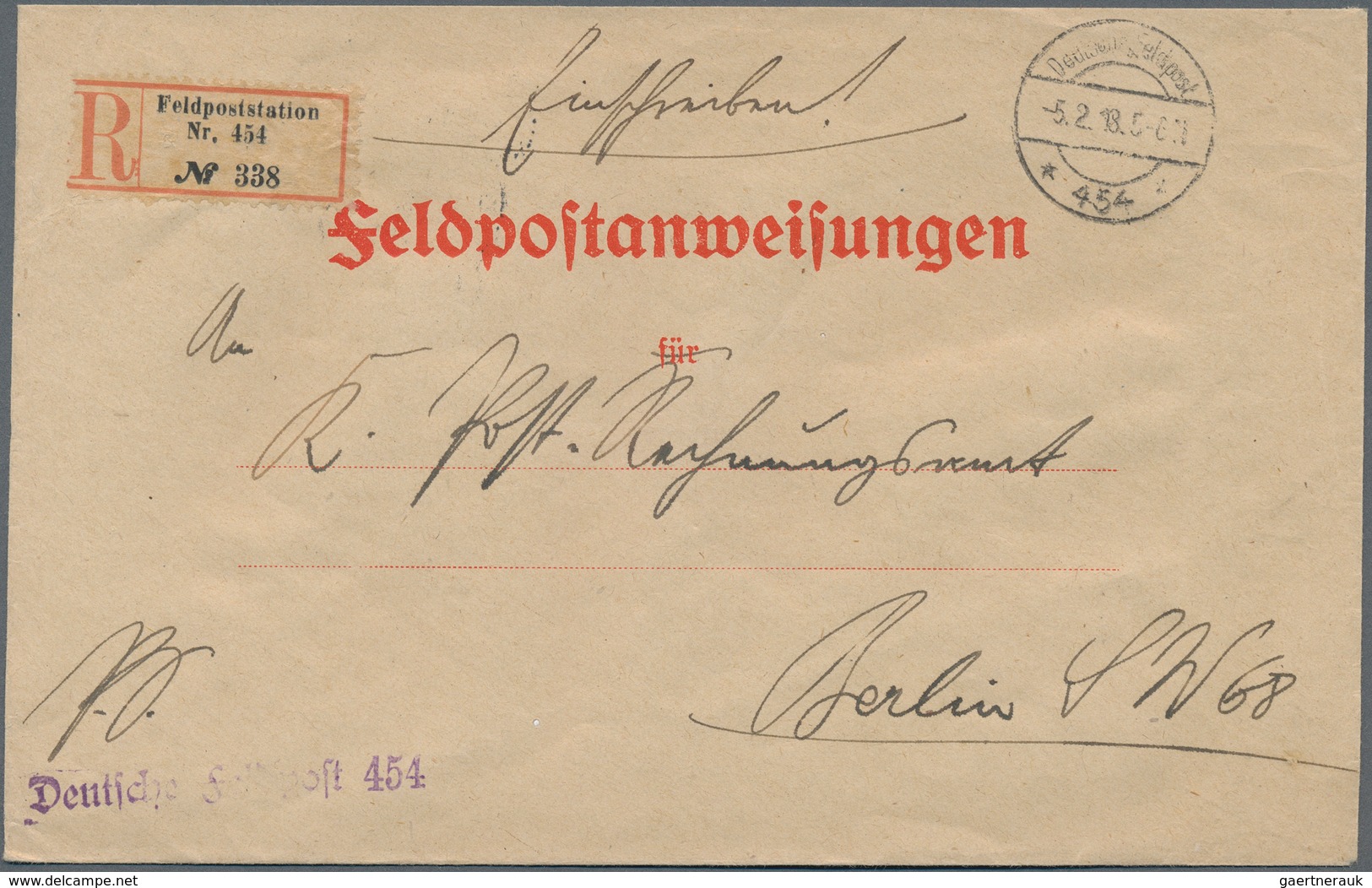 31886 Feldpost 1. Weltkrieg: 1914/1918, 15 Feldposteinschreiben Mit Augenscheinlich Nur Verschiedenen R-Ze - Andere & Zonder Classificatie