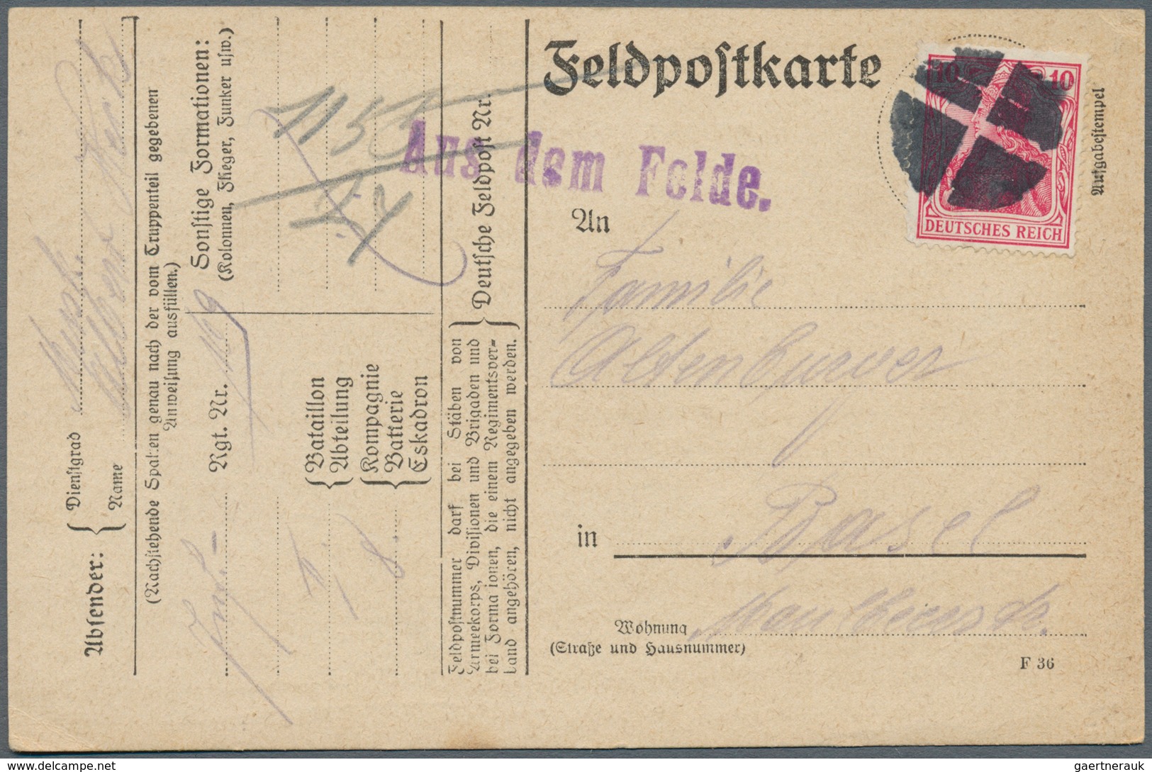 31888 Feldpost 1. Weltkrieg: 1914/1918, abwechslungsreicher Posten von ca. 220 Belegen, davon schätzungswe