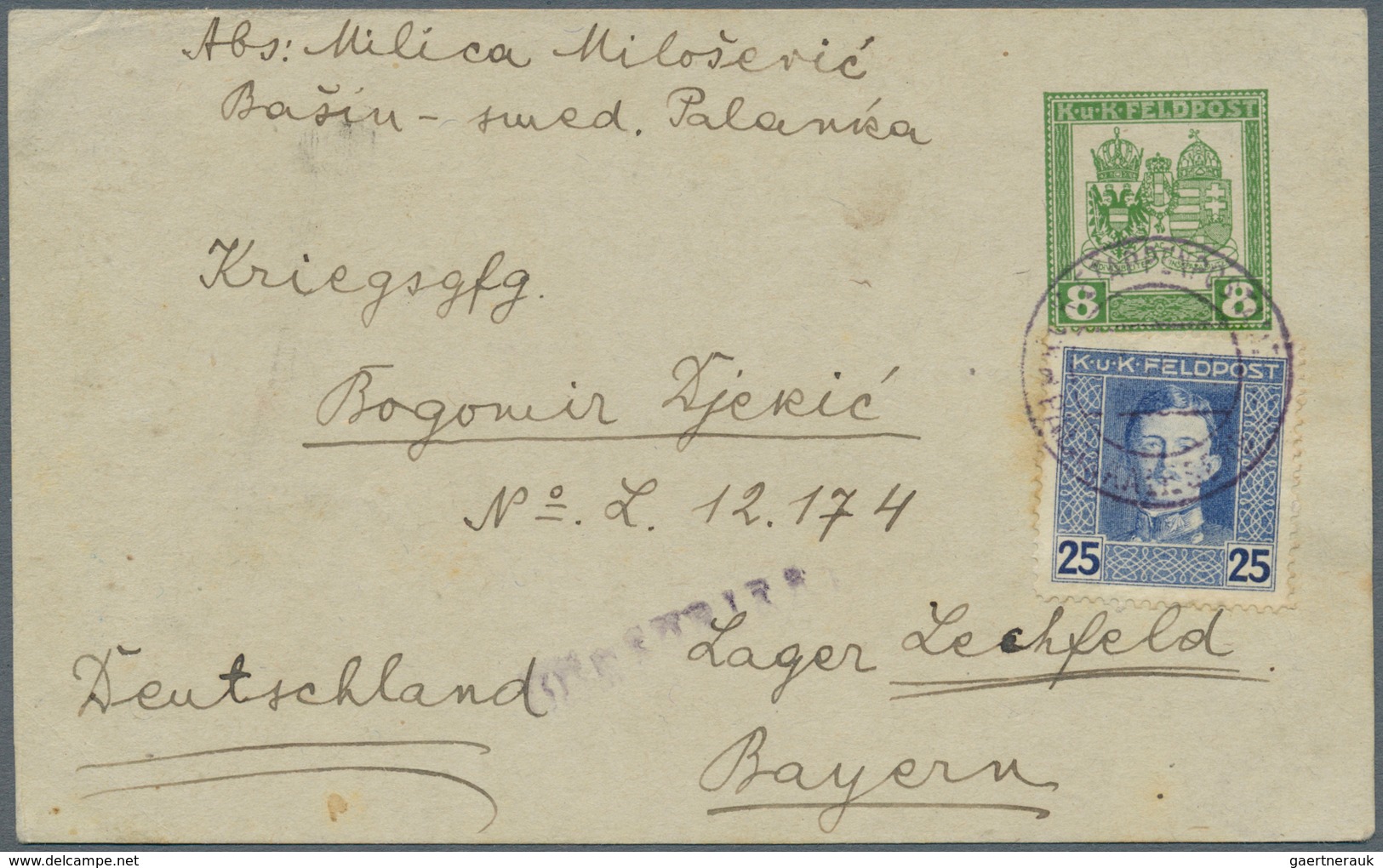 31891 Feldpost 1. Weltkrieg: 1914/1918, vielfältiger Posten von ca. 120 Feldpostbriefen/-karten mit vielen