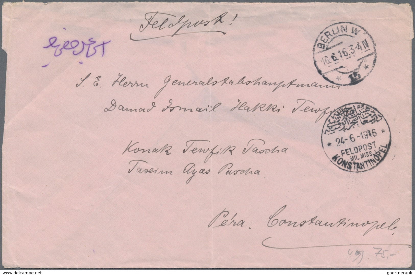 31893 Militärmission: 1915/1918, Bestand von 38 FP-Belegen Militärmission in der Türkei und Dt. Feldpost J