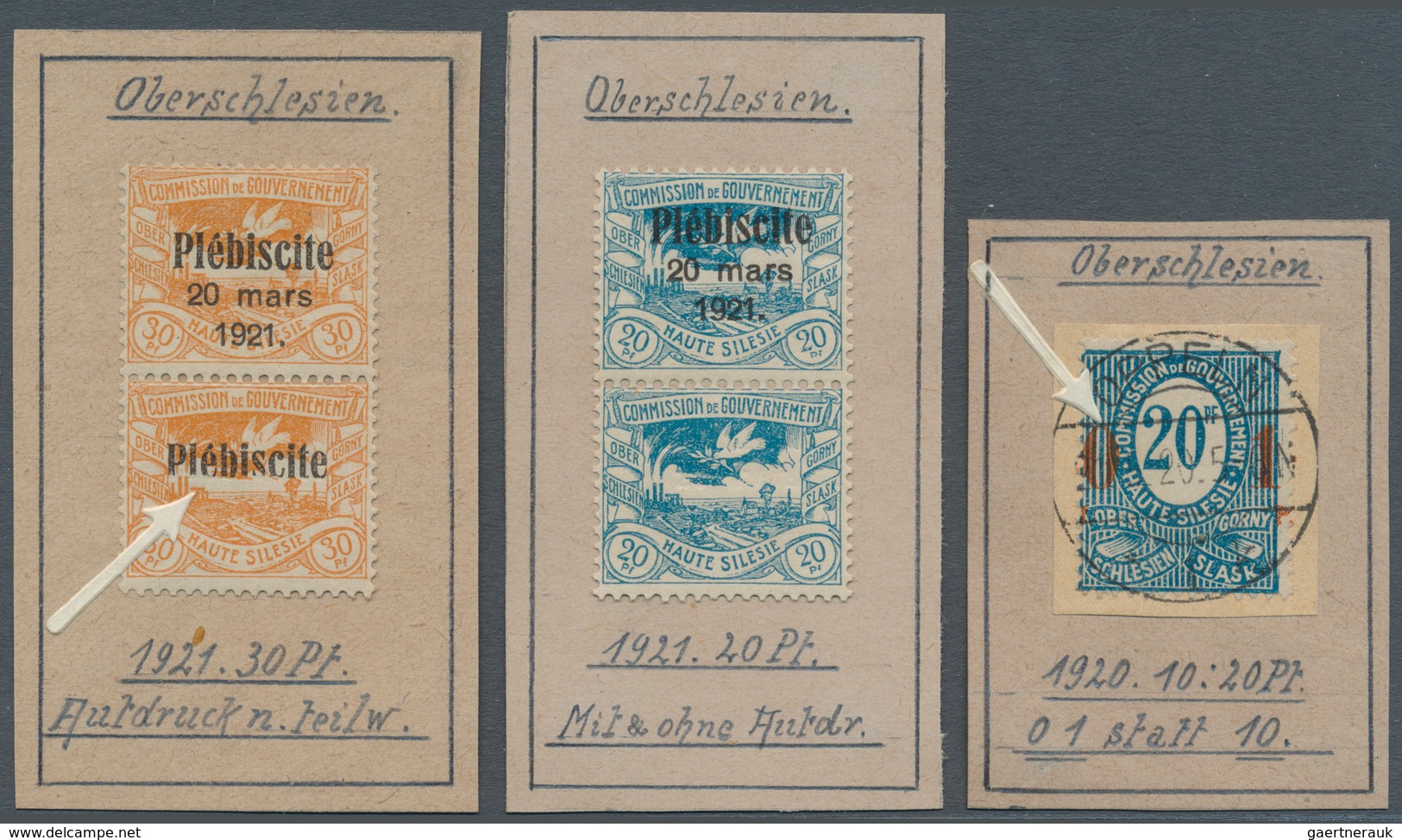 31904 Deutsche Abstimmungsgebiete: Oberschlesien: 1920/1921, Saubere Sammlungspartie Von 20 Marken Mit Auf - Andere & Zonder Classificatie