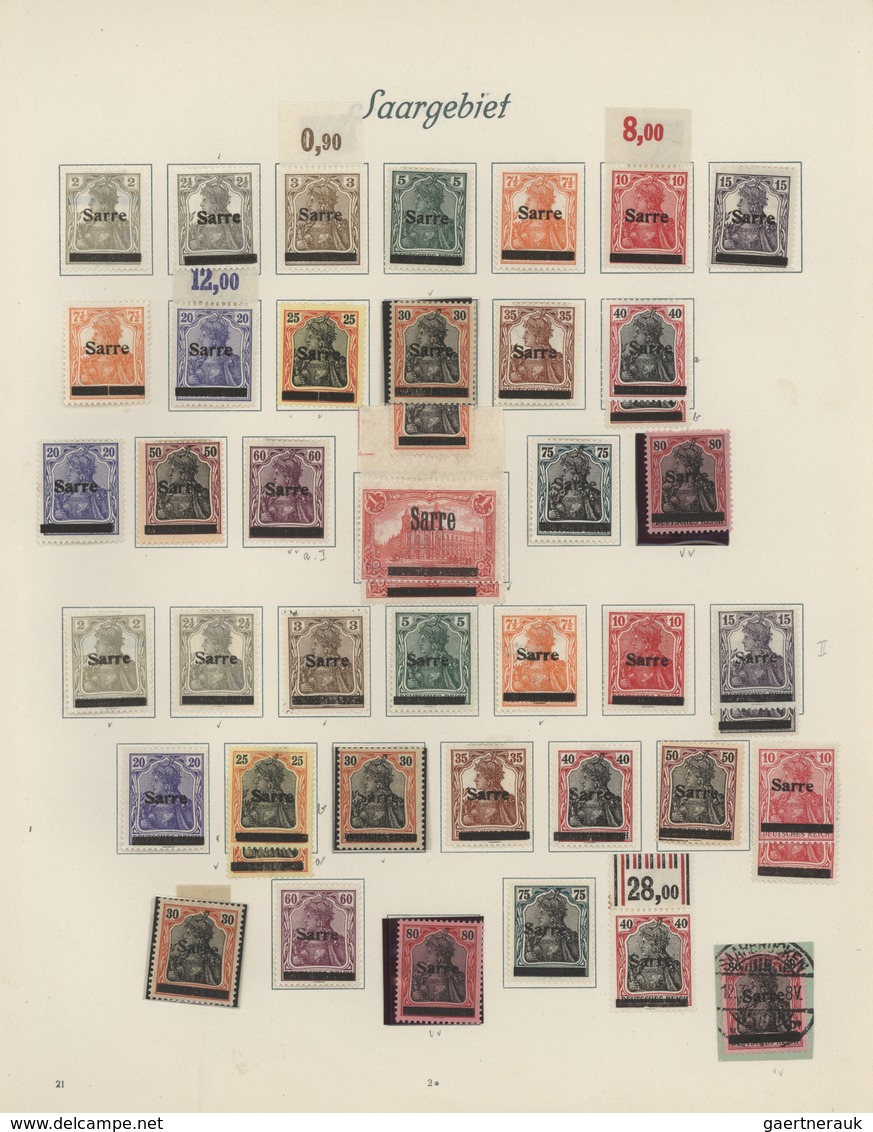 31910 Deutsche Abstimmungsgebiete: Saargebiet: 1920/56, Ungebrauchte Und Postfrische Sammlung, Dabei Viele - Autres & Non Classés