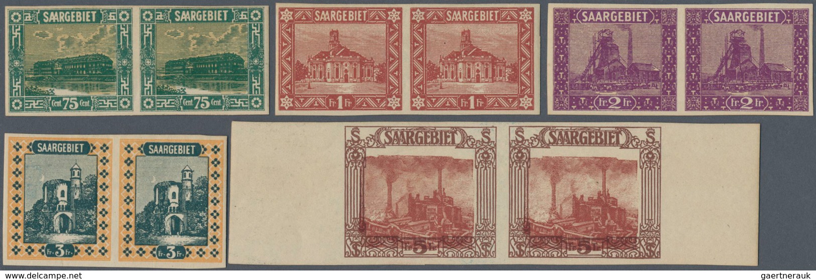31914 Deutsche Abstimmungsgebiete: Saargebiet: 1922, Freimarken Landschaften, 3 C. Bis 5 Fr., Kompletter S - Sonstige & Ohne Zuordnung