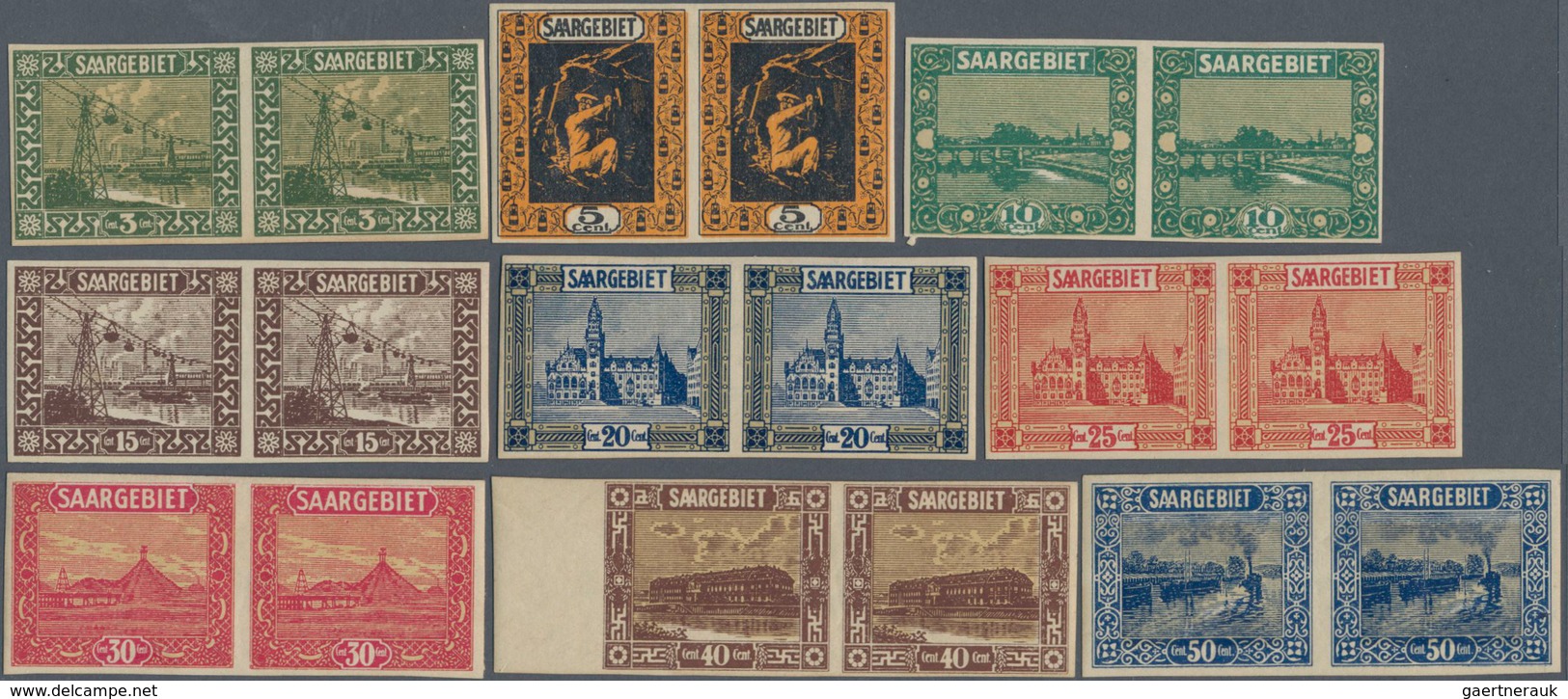 31914 Deutsche Abstimmungsgebiete: Saargebiet: 1922, Freimarken Landschaften, 3 C. Bis 5 Fr., Kompletter S - Autres & Non Classés