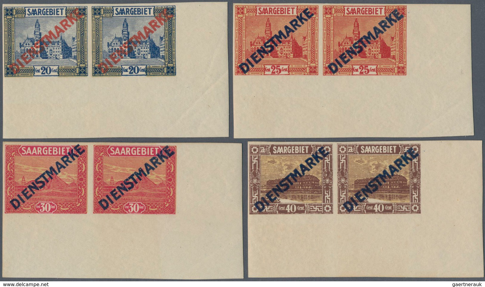 31915 Deutsche Abstimmungsgebiete: Saargebiet - Dienstmarken: 1922, Aufdruckausgabe, 3 C. Bis 1 Fr., Kompl - Dienstmarken