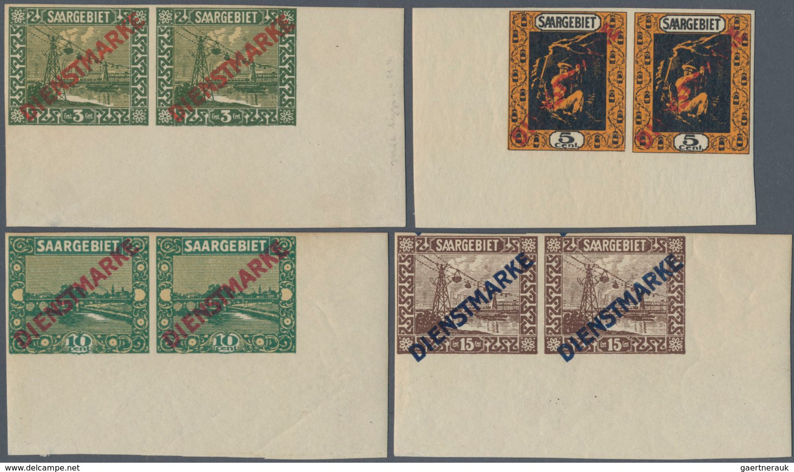 31915 Deutsche Abstimmungsgebiete: Saargebiet - Dienstmarken: 1922, Aufdruckausgabe, 3 C. Bis 1 Fr., Kompl - Dienstzegels