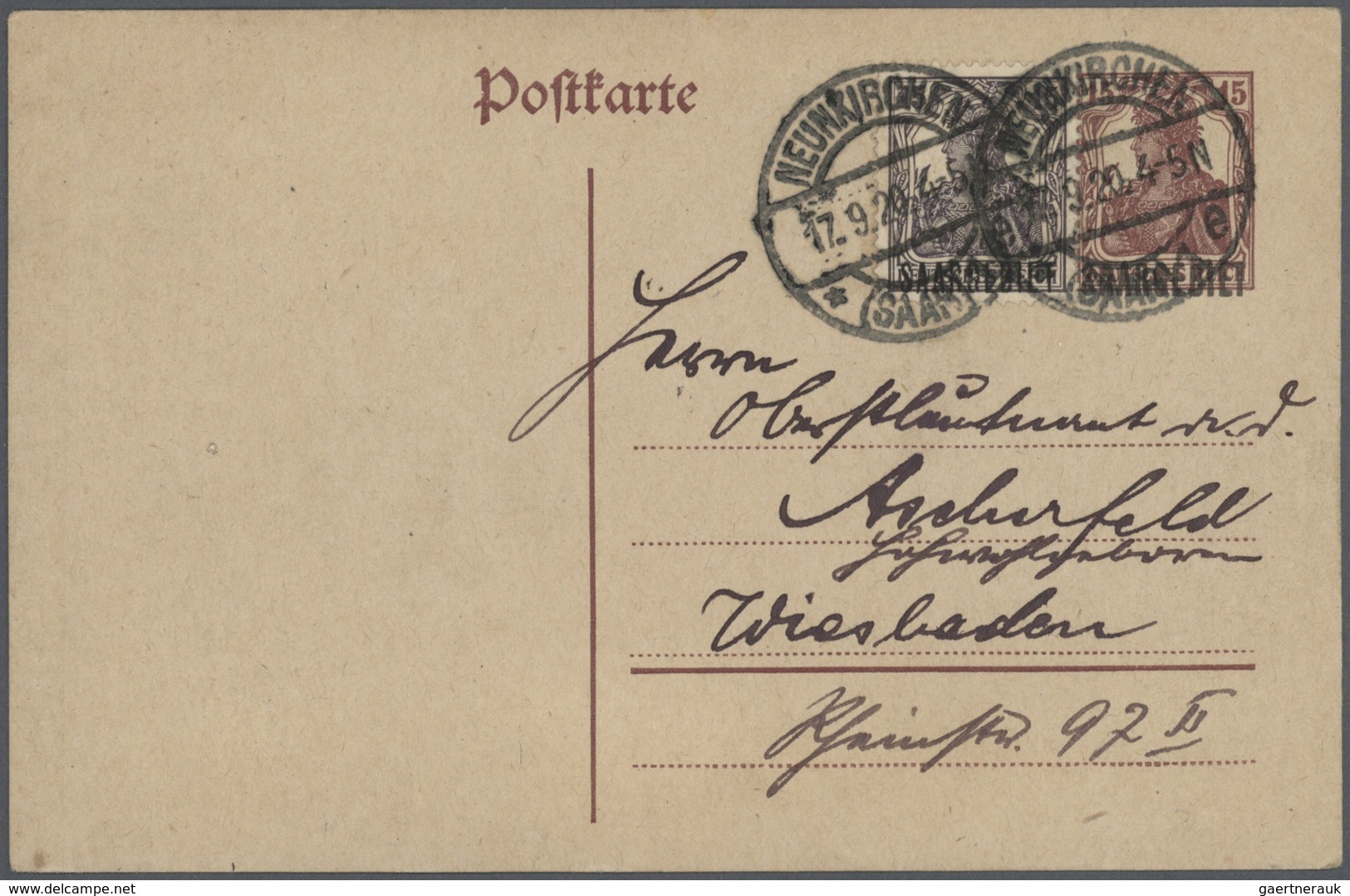 31917 Deutsche Abstimmungsgebiete: Saargebiet - Ganzsachen: 1920/1935. Sammlung Von 22 Postkarten (inkl. 3 - Entiers Postaux