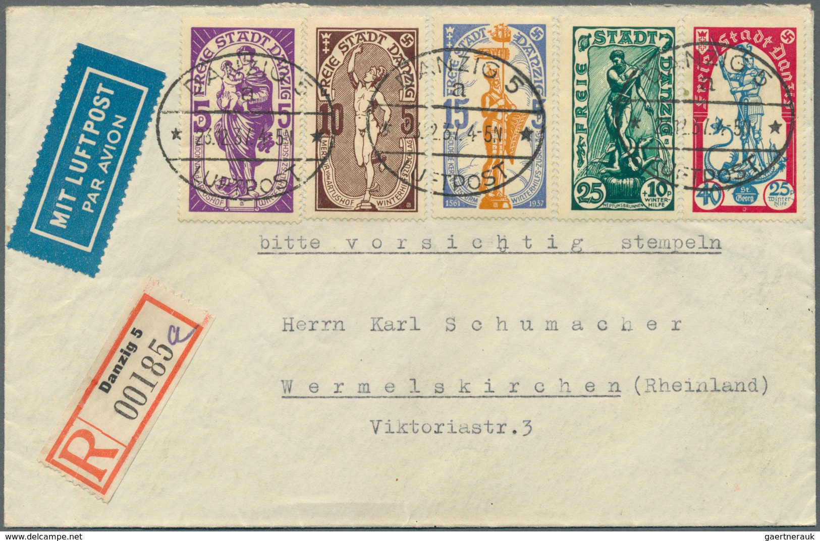 31937 Danzig: 1920/1938, Lot Von 25 Briefen, Karten Und Bedarfsgebrauchten Ganzsachen, Dabei Luftpost, Ein - Andere & Zonder Classificatie