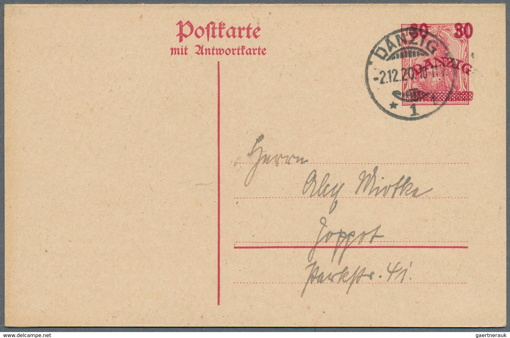 31948 Danzig - Ganzsachen: 1920/1926, sehr interessante Slg. mit 37 verschiedenen gebrauchten Ganzsachenka