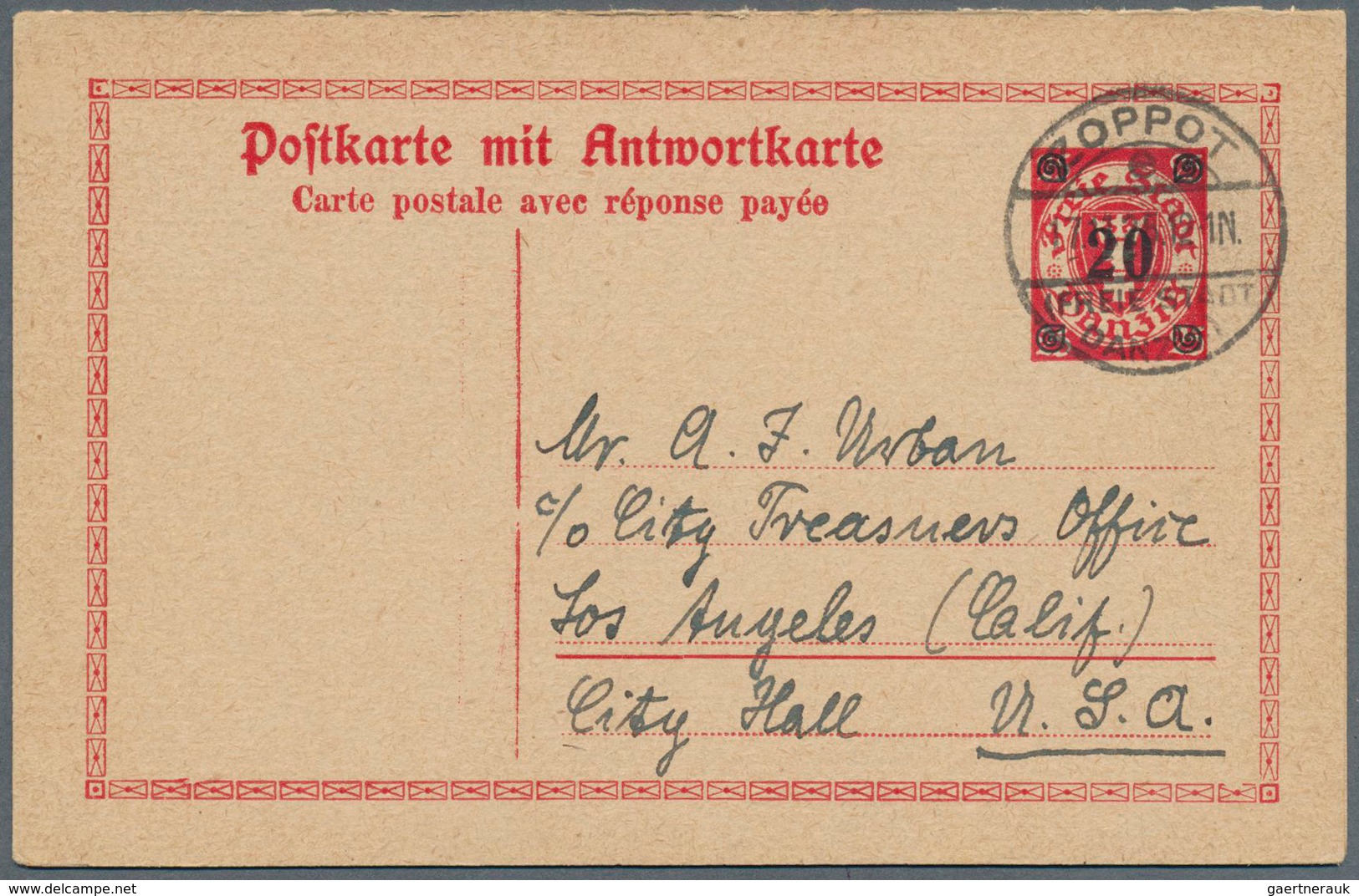 31948 Danzig - Ganzsachen: 1920/1926, sehr interessante Slg. mit 37 verschiedenen gebrauchten Ganzsachenka