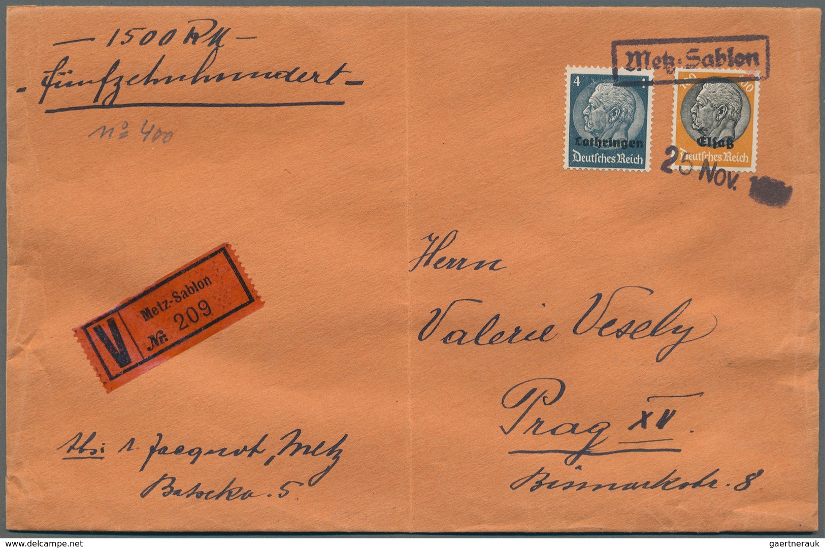 31961 Deutsche Besetzung II. WK: 1938/1944, Nette Partie Von 19 Belegen (incl. Wenig Feldpost), Ab Sudeten - Bezetting 1938-45