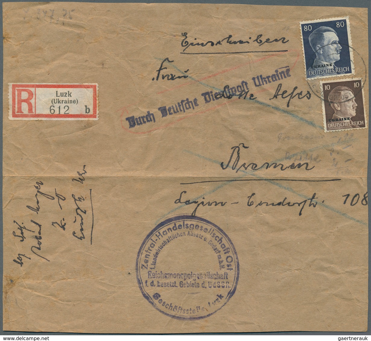 31973 Deutsche Besetzung II. WK: 1942/1943, 27 Briefe Aus Ostland Bzw. Ukraine. Dabei R-Briefe Auch Höhere - Bezetting 1938-45