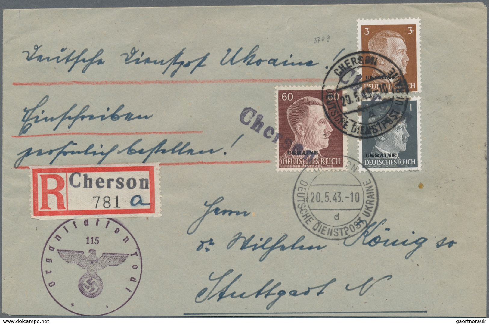 31974 Deutsche Besetzung II. WK: 1943, 6 Briefe Und Eine Vorderseite Aus Der Besetzten Ukraine Und Dem Gen - Bezetting 1938-45