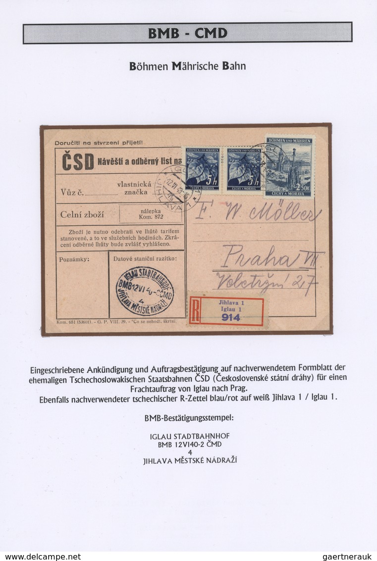 31978 Dt. Besetzung II WK - Böhmen Und Mähren: 1939/1945, "BAHNPOST In Böhmen Und Mähren" Ausstellungsmäßi - Besetzungen 1938-45