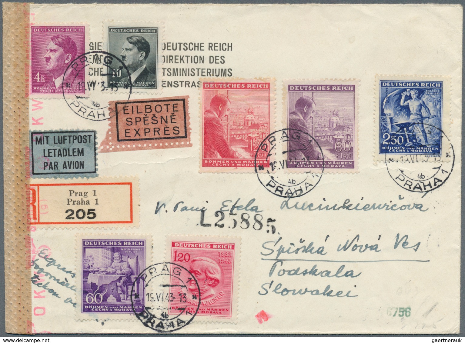 31979 Dt. Besetzung II WK - Böhmen und Mähren: 1939/1945, Auslandspost bzw. Incoming Mail, ca. 280 Belege