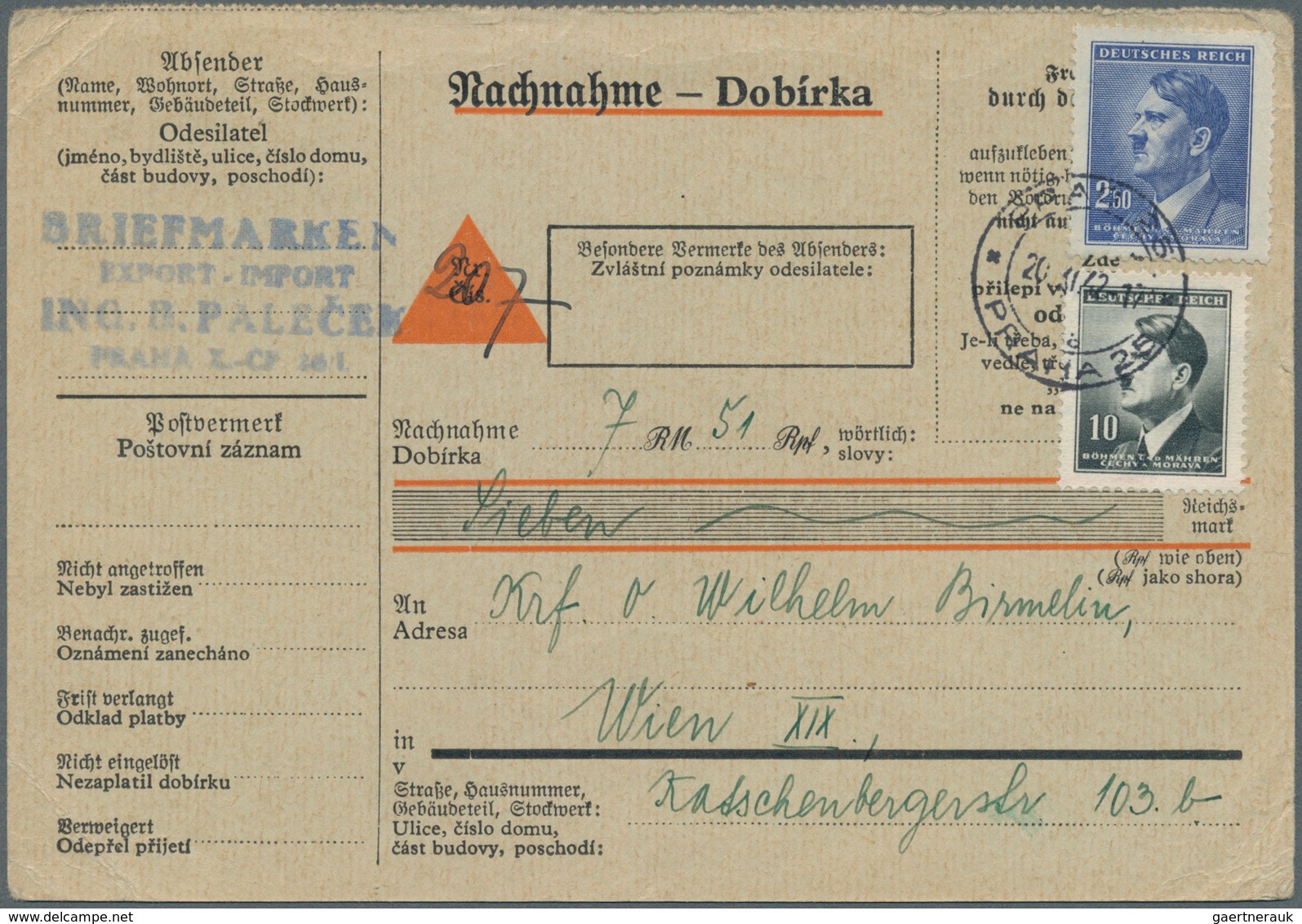 31982 Dt. Besetzung II WK - Böhmen und Mähren: 1939/1945, viele hundert Belege in 10 Steckalben, dabei u.a