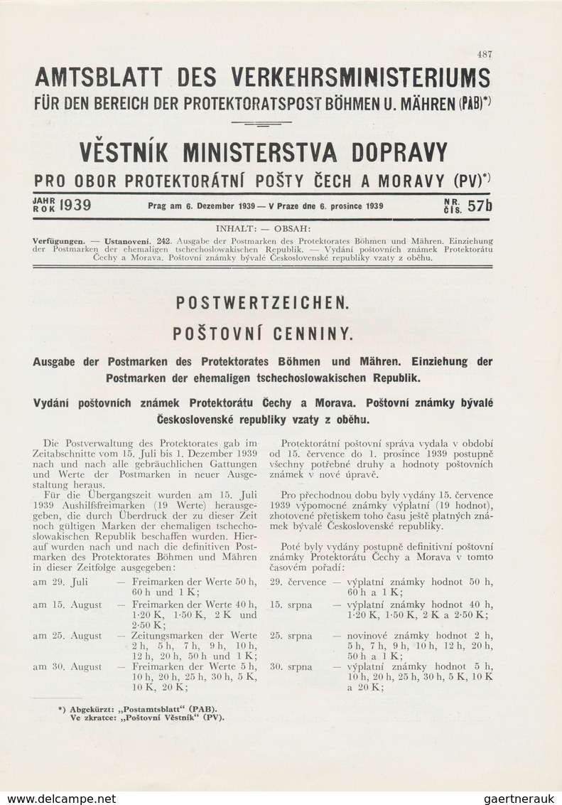 31986 Dt. Besetzung II WK - Böhmen Und Mähren: 1939/1944. Partie Von 10 PRÄSENTATIONSMAPPEN ("Ministerbüch - Bezetting 1938-45